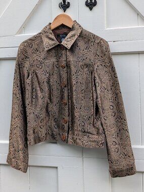Vintage 90s Identity by Lord & Taylor Metallic Paisley Brocade Jacket